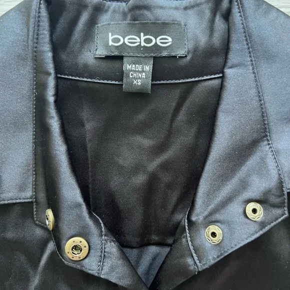 Black Satin Button Down Ruffle Dress – Size XS - Picture 4 of 4